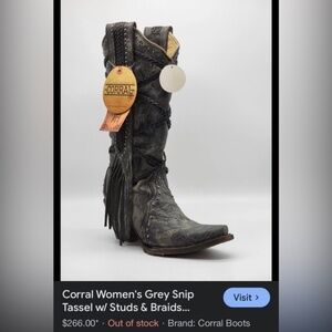 Women’s Corral Distressed Cowboy Boots With Fringe and Studs